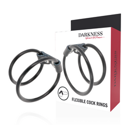 Cockring double flexible 5 et 3,6 cm en Caoutchouc noir vu de face