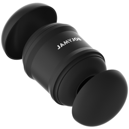 Masturbateur Jamyjob Cassian noir avec ses deux couvercles ouverts, vu de biais