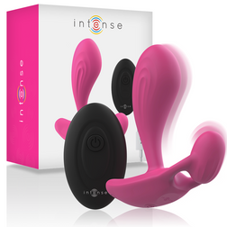 Plug anal Intense Anal Toys vibrant ergonomique double moteur télécommande — Shelly en Silicone rose vu de face
