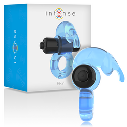 Cockring vibrant modèle Fry en Silicone bleu pour le plaisir intime.