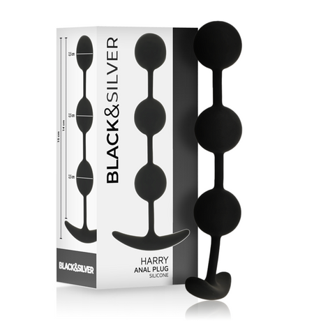 BLACKSILVER CHAPELET ANAL HARRY 3 SPHERES EN SILICONE 14 CM
