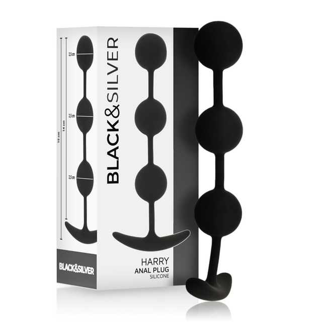 BLACKSILVER CHAPELET ANAL HARRY 3 SPHERES EN SILICONE 14 CM