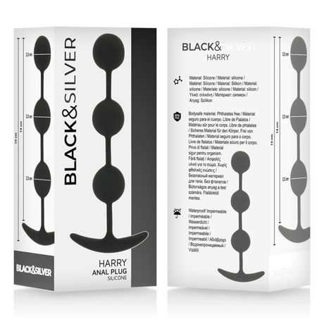 BLACKSILVER CHAPELET ANAL HARRY 3 SPHERES EN SILICONE 14 CM