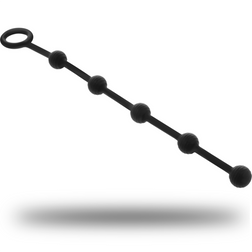 Chapelet anal noir en silicone souple avec anneau de retrait