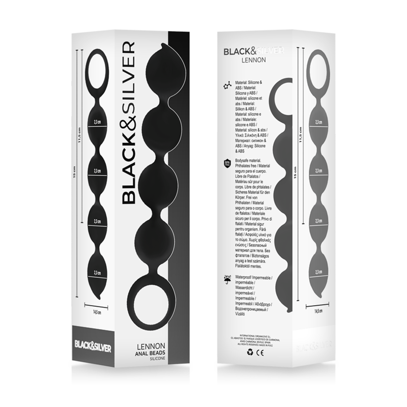 BLACKSILVER CHAPELET ANAL LENNON 4 SPHERES SILICONE 15 CM