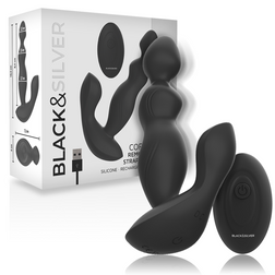 Stimulateur prostate Plug prostatique vibrant 3 boules graduées télécommande — Cora en Silicone noir vu de face