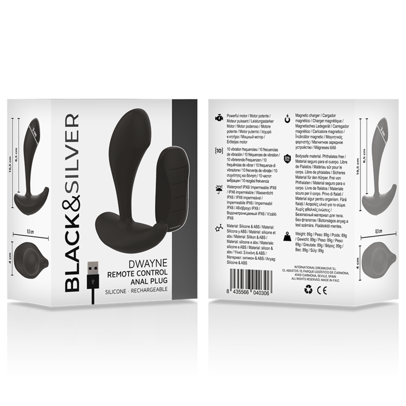 BLACKSILVER TELECOMMANDE EN SILICONE POUR PLUG ANAL DWAYNE