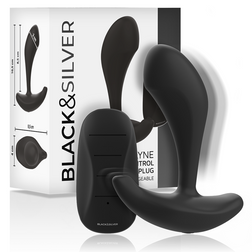 Stimulateur prostate Plug prostatique vibrant courbé télécommande — Dwayne en Silicone noir 10.6 cm vu de face