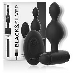 Plug anal vibrant 2 boules télécommande compact 8 cm — Tucker en Silicone noir 8.0 cm vu de face