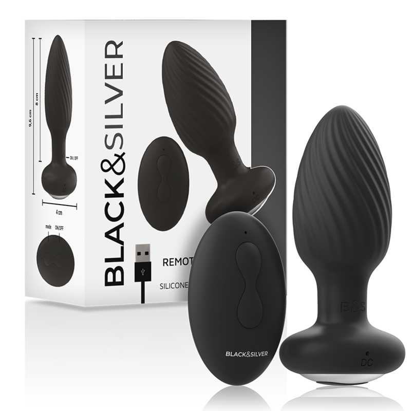 BLACKSILVER TELECOMMANDE DU ROTATEUR ANAL EN SILICONE WELLS PLUG