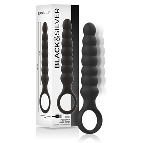 Chapelet anal vibrant 8 boules silicone rechargeable — Bob · Black&Silver · Plugs Vibrants