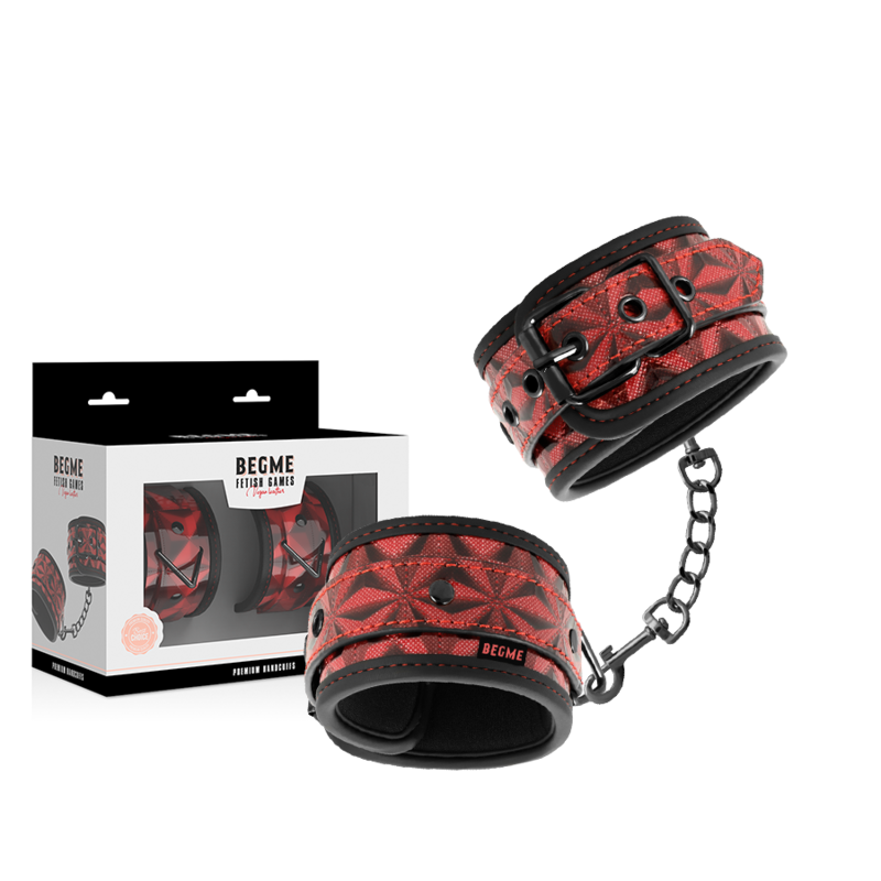Menottes de poignets BEGME Red Edition rouges — vue ouverte