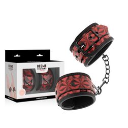 Menottes chevilles cuir végan rouge doublure néoprène