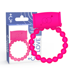 Cockring vibrant en silicone perlé en Silicone rose vu de face