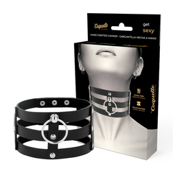 3-band vegan leather choker with O ring — Coquette