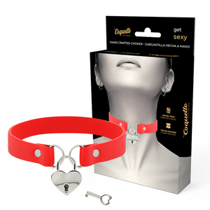 COQUETTE CHIC DESIRE COLLIER EN CUIR VEGAN ROUGE AVEC ACCESSOIRE COEUR AVEC CL