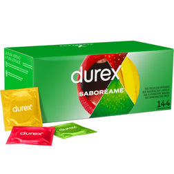 Préservatifs Durex Fruits de Plaisir, 4 saveurs, 144 unités, en latex — vue de face