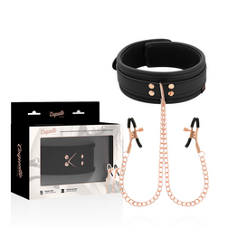 Collier néoprène avec pinces à tétons rose gold