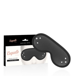 Cagoule Coquette Fantasy Masque BDSM cuir vegan doublure néoprène noir vu de face