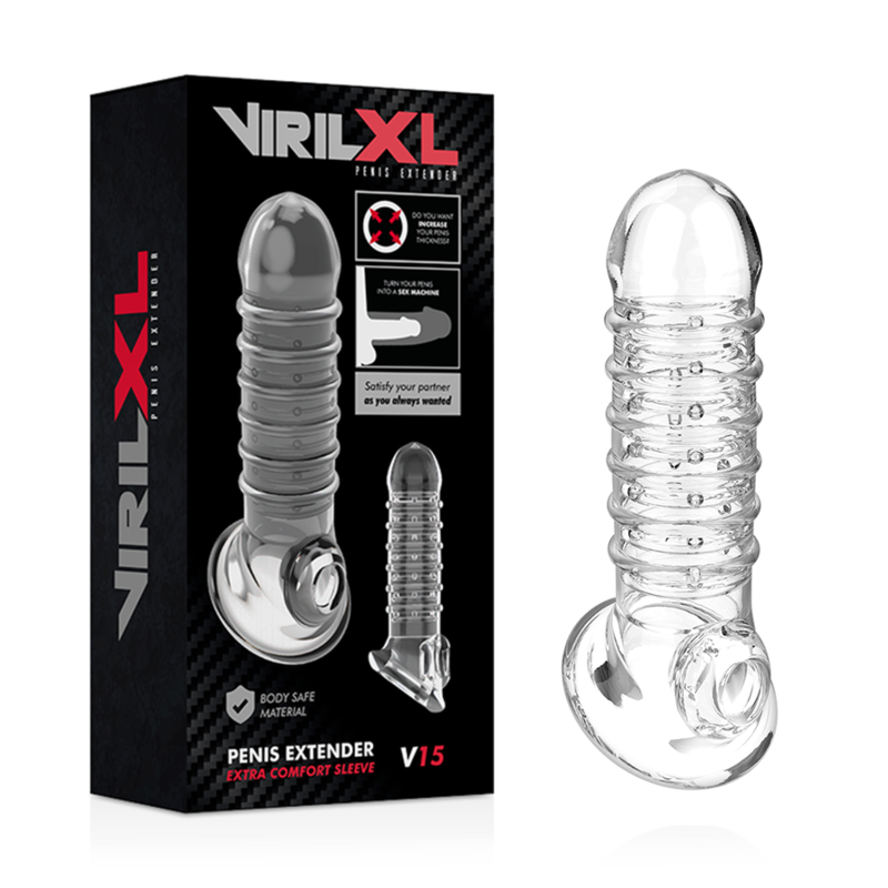 Gaine fermée nervurée en anneaux transparente +2 cm — vue de profil