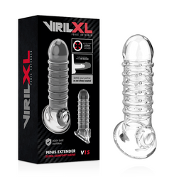 Gaine fermée nervurée en anneaux transparente +2 cm — vue de profil