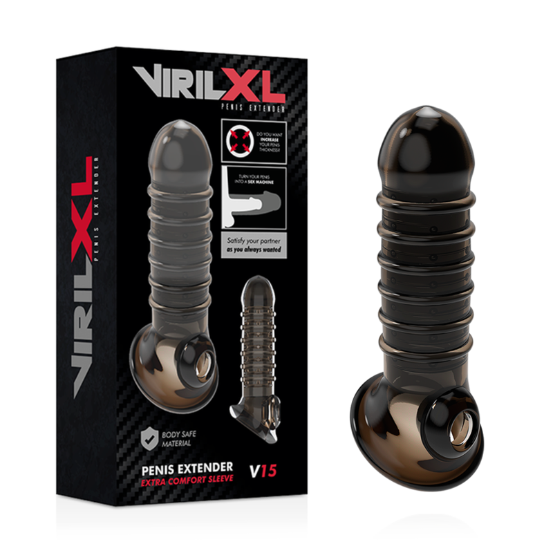 Gaine fermée nervurée en anneaux noire +2 cm — vue de profil