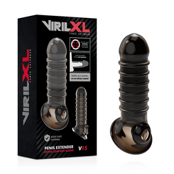 Gaine fermée nervurée en anneaux noire +2 cm — vue de profil