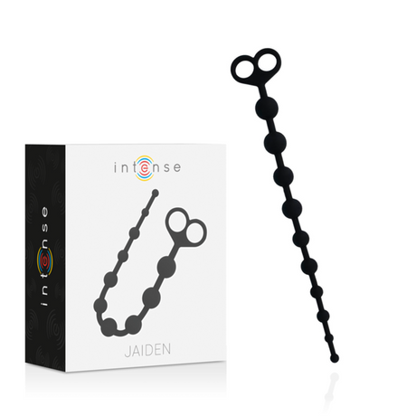 Black Silicone Anal Beads, 10 Beads, 34 cm — Jaiden
