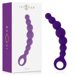 Chapelet anal violet en silicone avec 8 perles et emballage