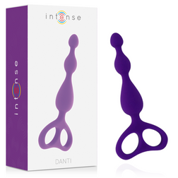 Chapelet anal en silicone violet avec perles graduées et emballage
