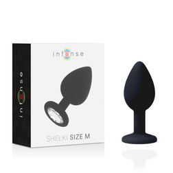 Plug anal Intense Anal Toys bijou silicone noir 8 cm — Shelki M en Silicone noir 8.0 cm vu de face