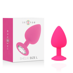 Plug anal Intense Anal Toys silicone bijou 9,2 cm fuchsia — Shelki L en Silicone rose 9.2 cm vu de face