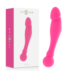Gode double Intense High Tech silicone 18 cm — Rick en Silicone rose 18.0 cm avec base ventouse plate