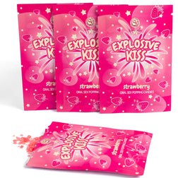 Sucre pétillant pour sexe oral fraise, sachet 9 g — Explosive Kiss