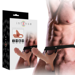 Gode réaliste Gode creux réaliste 16 cm avec harnais jockstrap en TPE beige avec ceinture élastique large