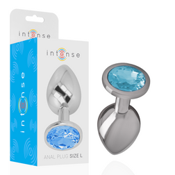 Plug anal modèle Taille L en Métal bleu 9.5 cm pour le plaisir intime.