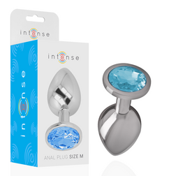 Plug anal modèle Crystal M en Aluminium bleu 8.0 cm pour le plaisir intime.
