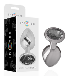 Plug anal modèle Crystal L en Aluminium noir 9.0 cm pour le plaisir intime.