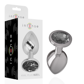 INTENSE PLUG ANAL EN METAL ALUMINIUM AVEC VERRE NOIR TAILLE L