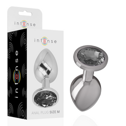Plug anal modèle Crystal M en Aluminium noir 8.0 cm pour le plaisir intime.