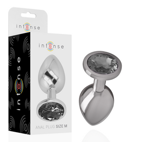 INTENSE PLUG ANAL EN METAL ALUMINIUM AVEC VERRE NOIR TAILLE M