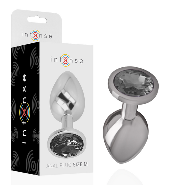 INTENSE PLUG ANAL EN METAL ALUMINIUM AVEC VERRE NOIR TAILLE M