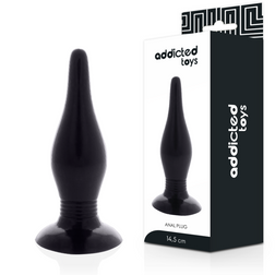 Plug anal Addicted Toys silicone noir 14,5 cm Ø 4 cm — format large vu de face