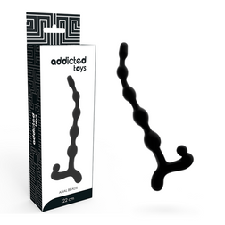 Soft black anal beads with 5 graduated beads and packaging
