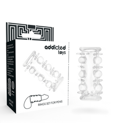 Gaine pénis de la marque Addicted Toys modèle Rings Set for Pénis en Silicone transparent pour le plaisir intime.