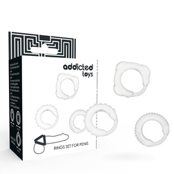 Cockring-Set Addicted Toys, 3 Stück, transparentes Silikon — C-Ring, Vorderansicht