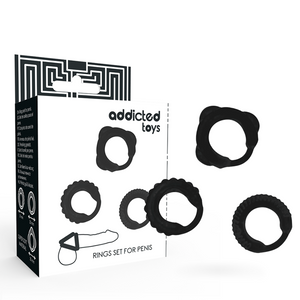 Set 3 cockrings silicone multi-tailles — C-Ring noir · Addicted Toys · Cockrings silicone