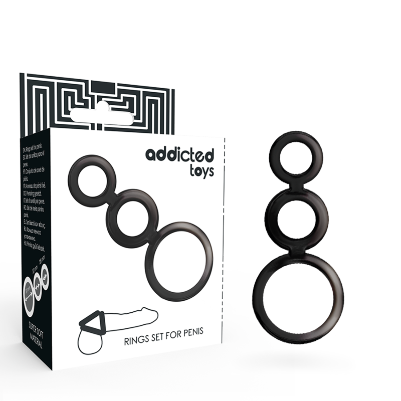 Kit 3 cockrings silicone fumé progressifs · Addicted Toys · Cockrings silicone