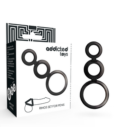 Cockring Addicted Toys Kit 3 s silicone fumé progressifs en Silicone vu de face