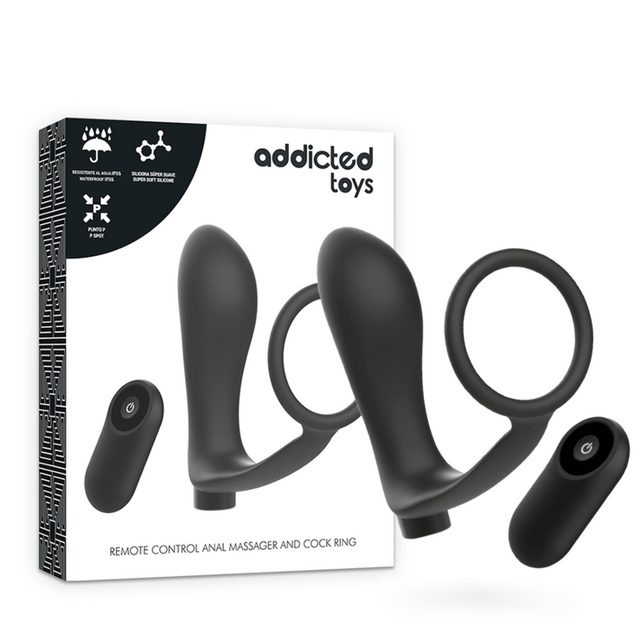 Cockring vibrant avec plug anal télécommandé rechargeable · Addicted Toys · Plugs Vibrants